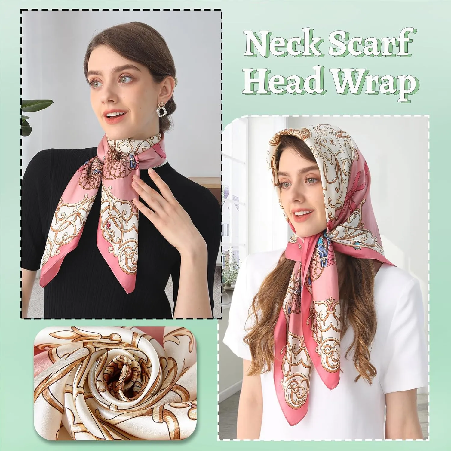 100% Mulberry Silk Head Scarf for Sleeping 35"x35" Square Silk Hair Scarf for Women Lightweight Bandana Large