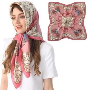 100% Mulberry Silk Head Scarf for Sleeping 35"x35" Square Silk Hair Scarf for Women Lightweight Bandana Large