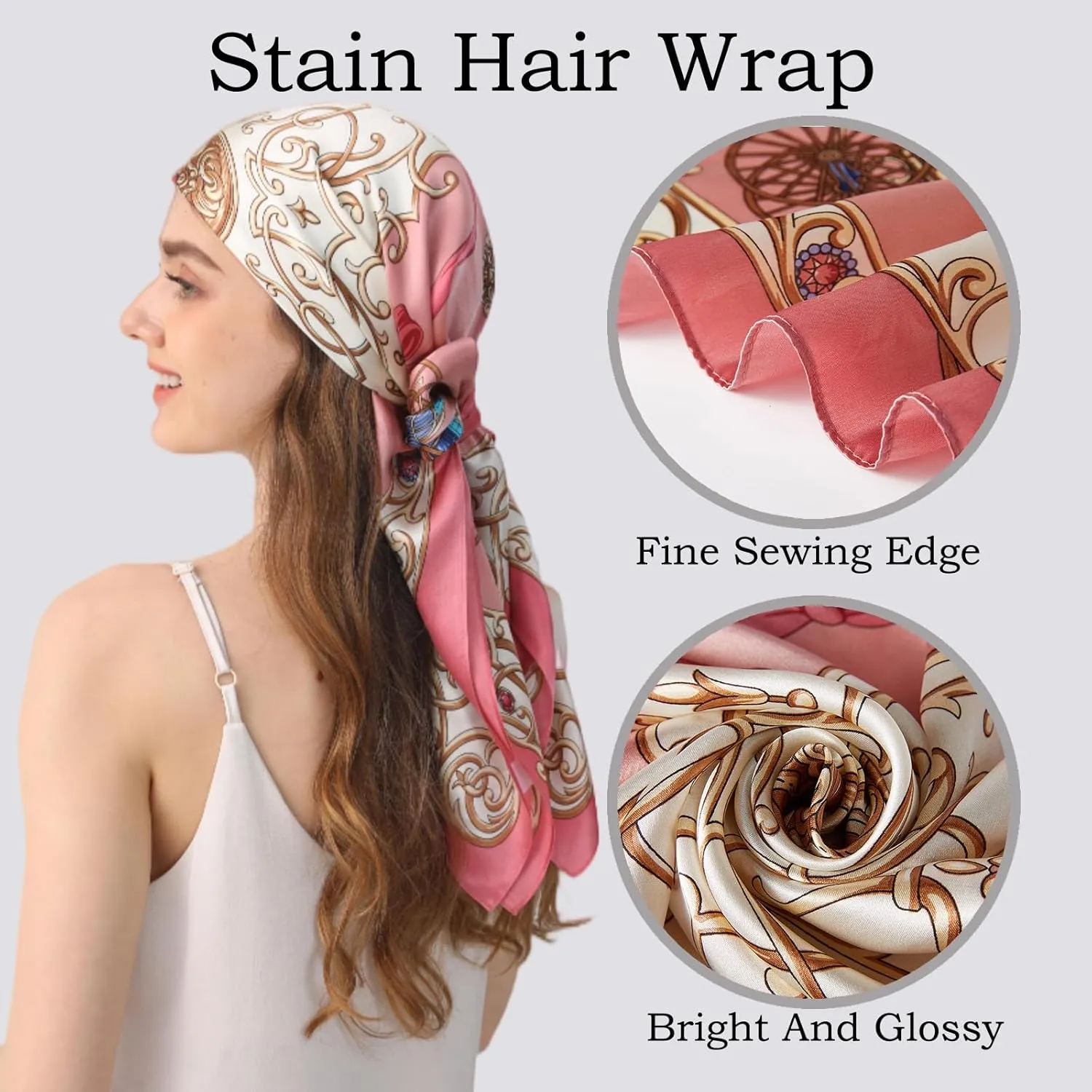 100% Mulberry Silk Head Scarf for Sleeping 35"x35" Square Silk Hair Scarf for Women Lightweight Bandana Large