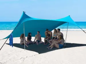 1010ft UPF50  Beach Tent Sun Shelter, Windproof Stable Outdoor Pop Up Beach Shade Canopy for Camping, Fishing, Backyard Fun or Picnics, 2 Poles