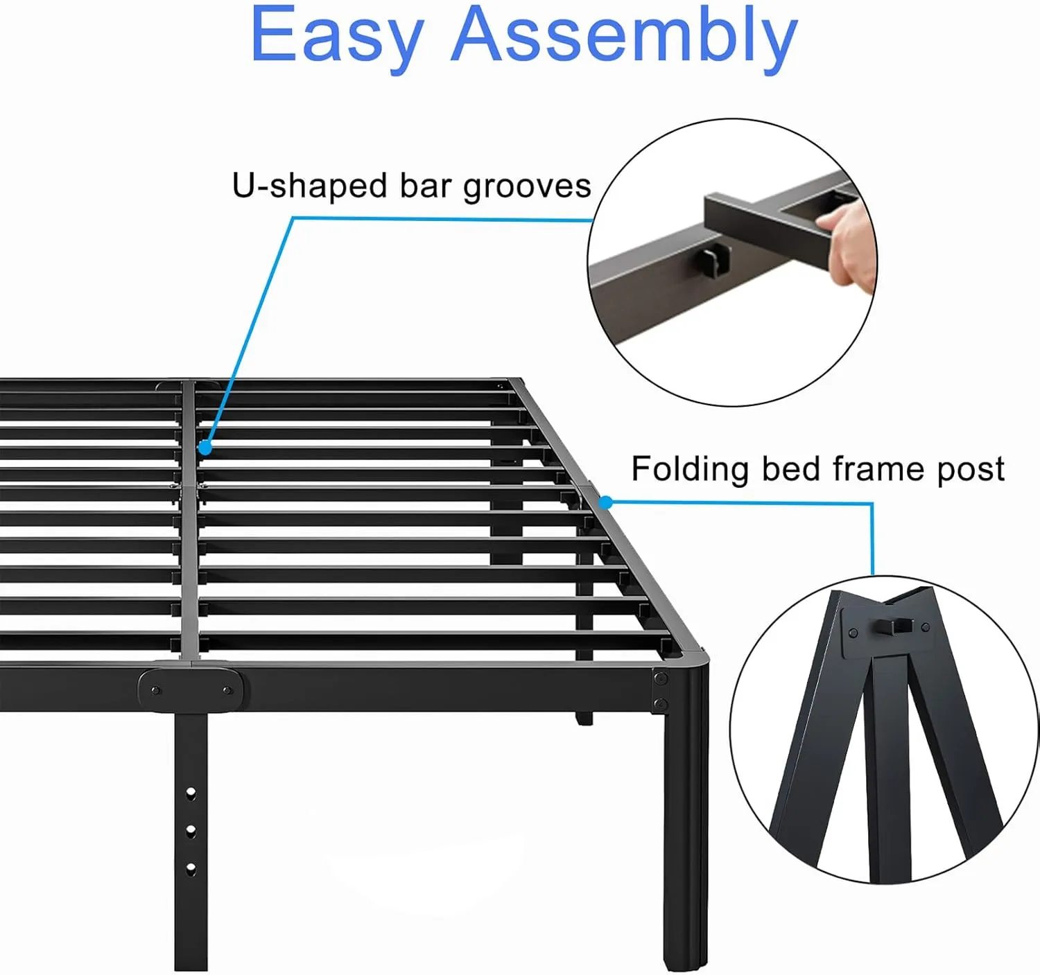 14 Inch High Heavy Duty Full Size Bed Frame Metal, Platform Bed Frame Full Size No Box Spring Needed, Noise Free, Easy Assembly, Black