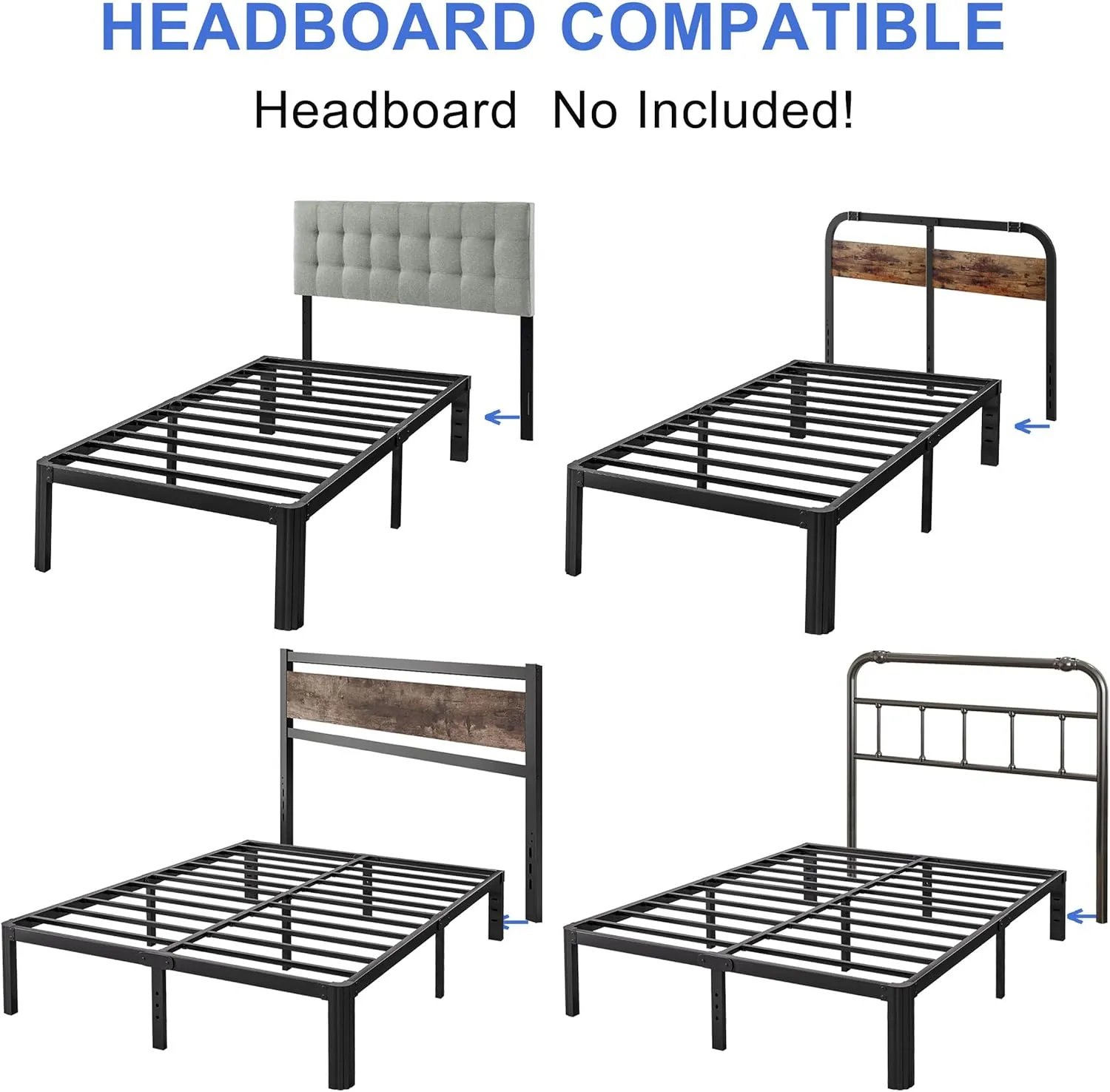 14 Inch High Heavy Duty Full Size Bed Frame Metal, Platform Bed Frame Full Size No Box Spring Needed, Noise Free, Easy Assembly, Black