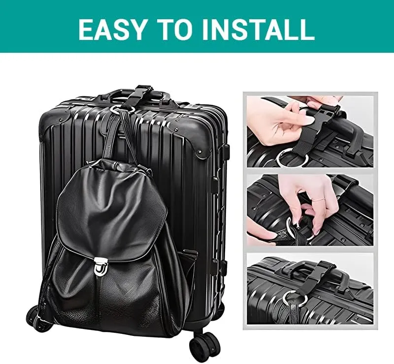2 Pack Add a Bag Strap - Adjustable Suitcase Belt - Carry Your Extra Bags - Travel Attachment Travel Accessories for Connecting Your Luggage Jacket (Black)