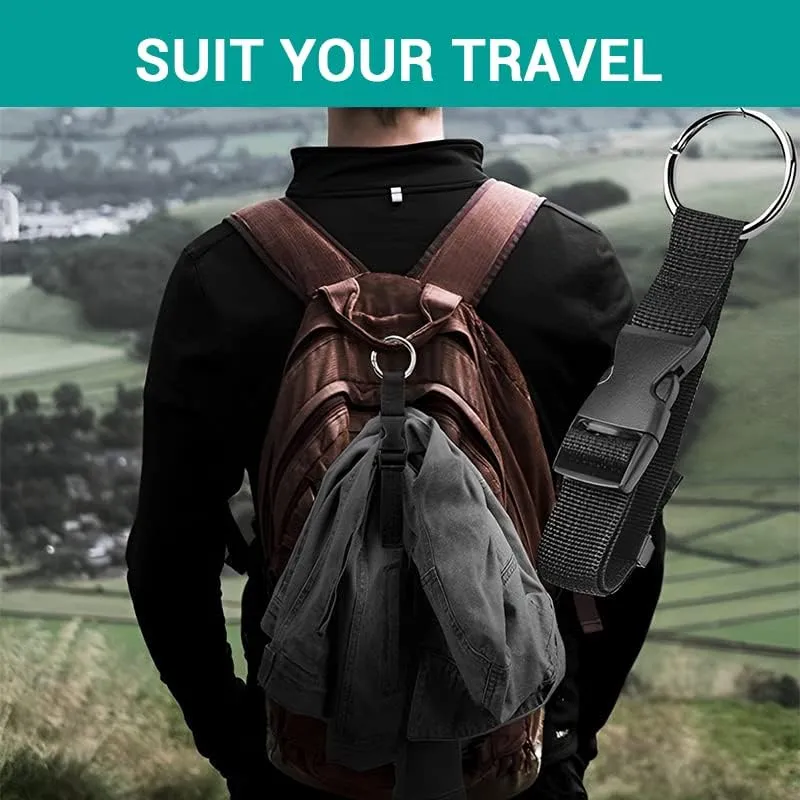 2 Pack Add a Bag Strap - Adjustable Suitcase Belt - Carry Your Extra Bags - Travel Attachment Travel Accessories for Connecting Your Luggage Jacket (Black)