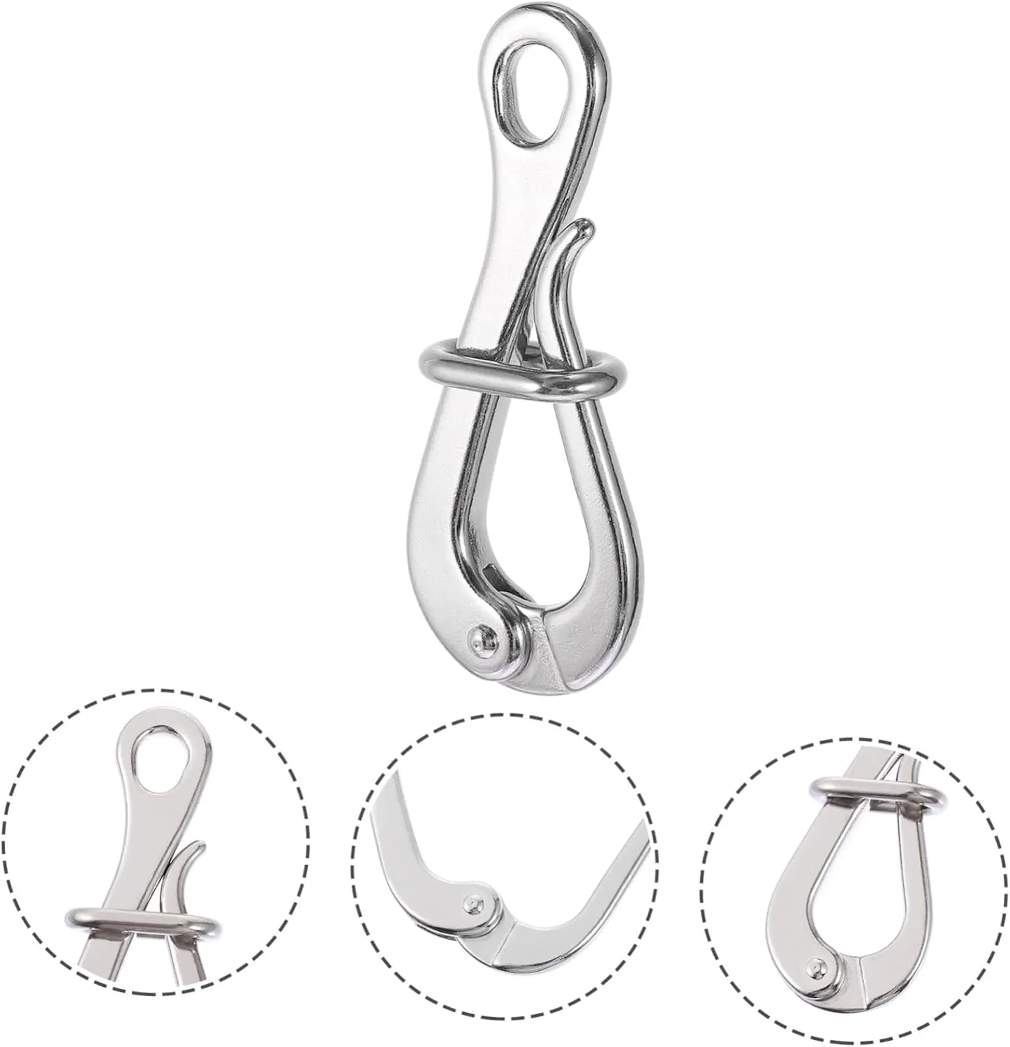 2 pcs Hook Hooks& Stainless Release Marine Link Rafts Portable Boat Pelican Quick with Eye Mm Premium Ship Life Lifeboat Steel