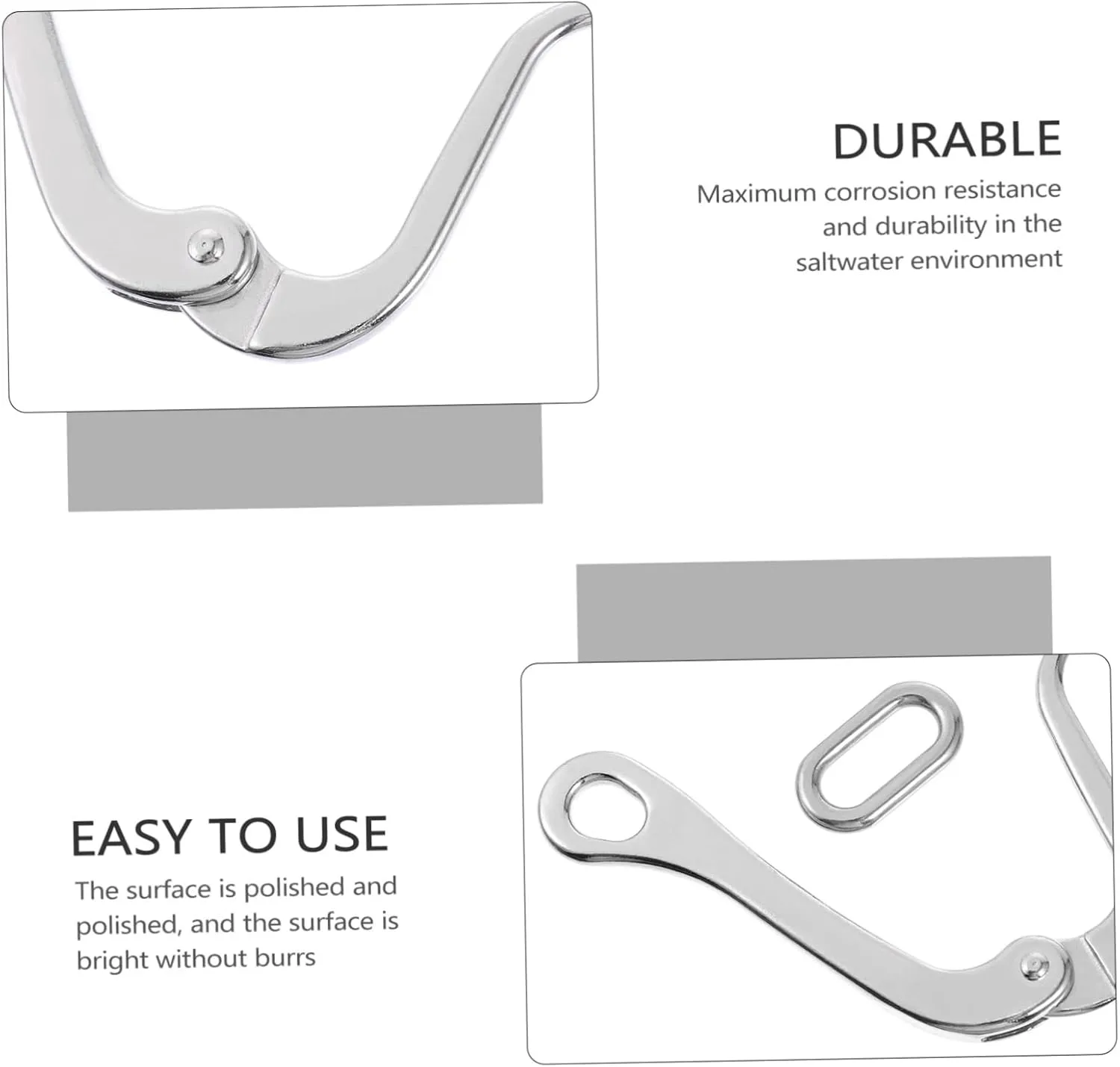 2 pcs Hook Hooks& Stainless Release Marine Link Rafts Portable Boat Pelican Quick with Eye Mm Premium Ship Life Lifeboat Steel