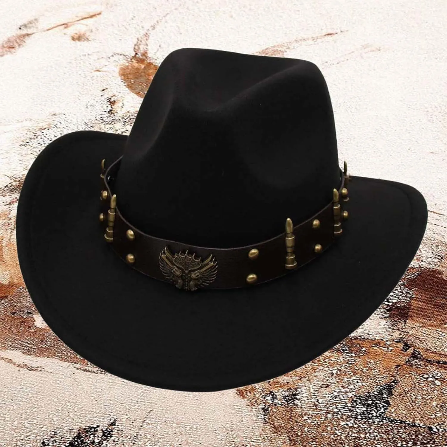 2025 Cowboy Hat Unisexy Western Classic Chain Curved Jazz Hat Felt Wide Brim Women Men Fedora Cowboy Hat