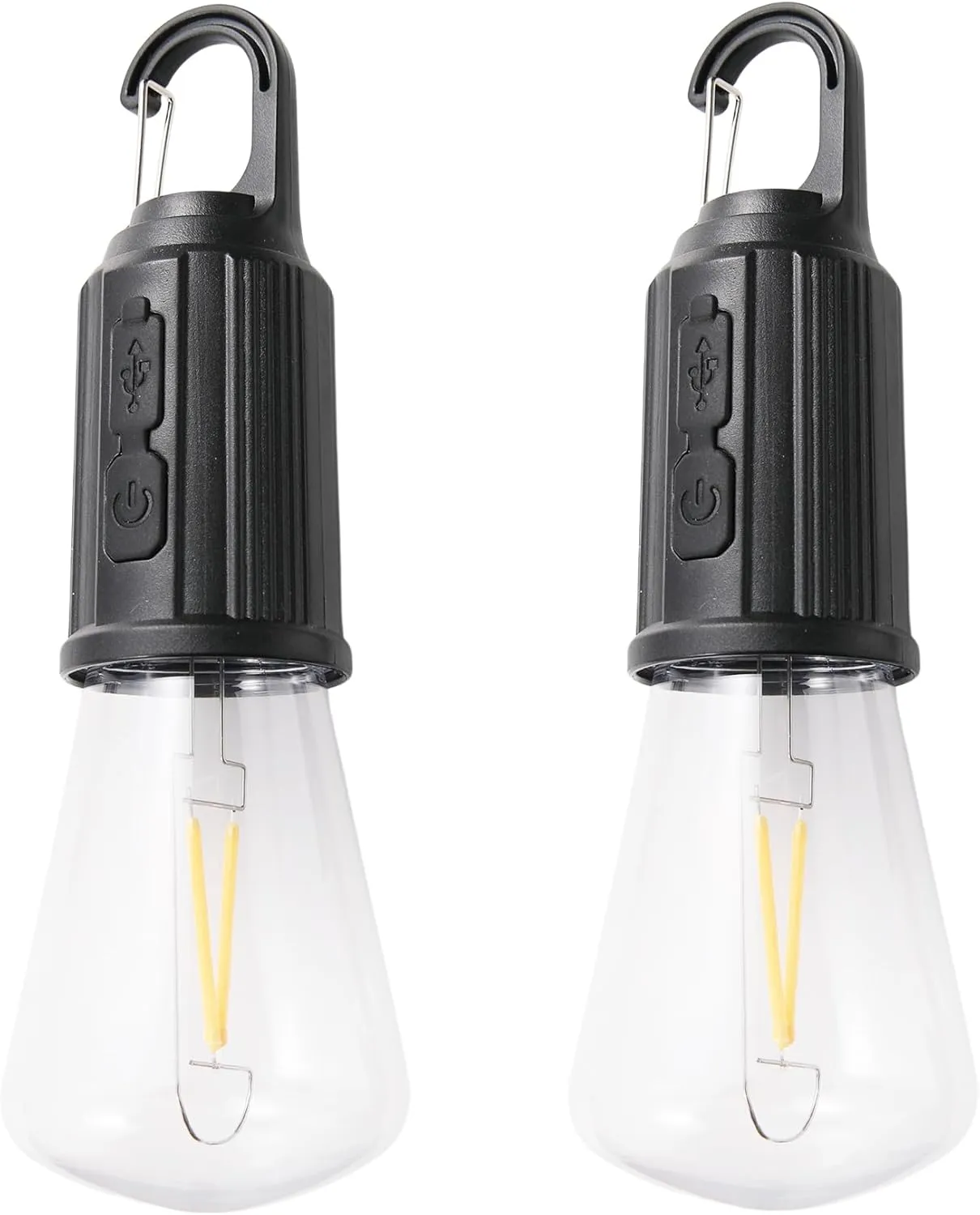 2Pcs Rechargeable Camping Light Bulbs,Portable LED Camping Lanterns,Hanging Tent Lamp with 3 Lighting Modes and Hook for Emergency, Hiking, Fishing, Backpacking,Power Outages