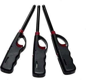 3 Pack BBQ Grill Lighter Casings Refillable Butane Gas Candle Fireplace Kitchen Stove Long