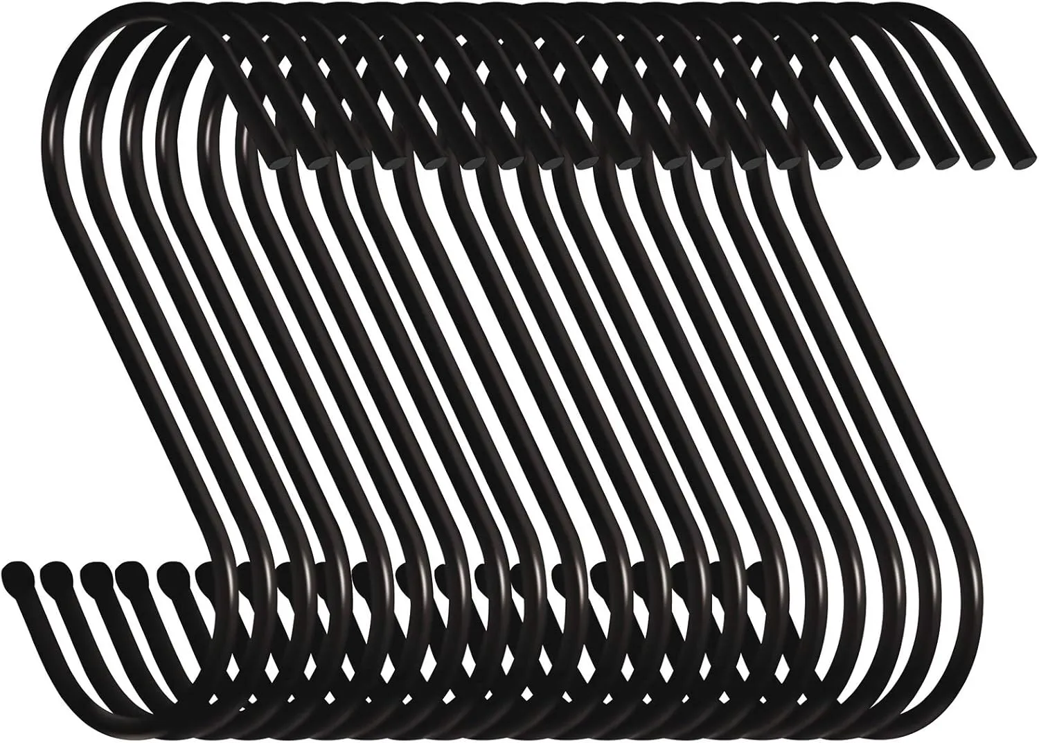 30 Pack 3.5 inch Heavy Duty S Hooks - Plants, Outdoor, Light, Cup, Large Hangers for Kitchen, Bathroom, Bedroom and Office (Black)