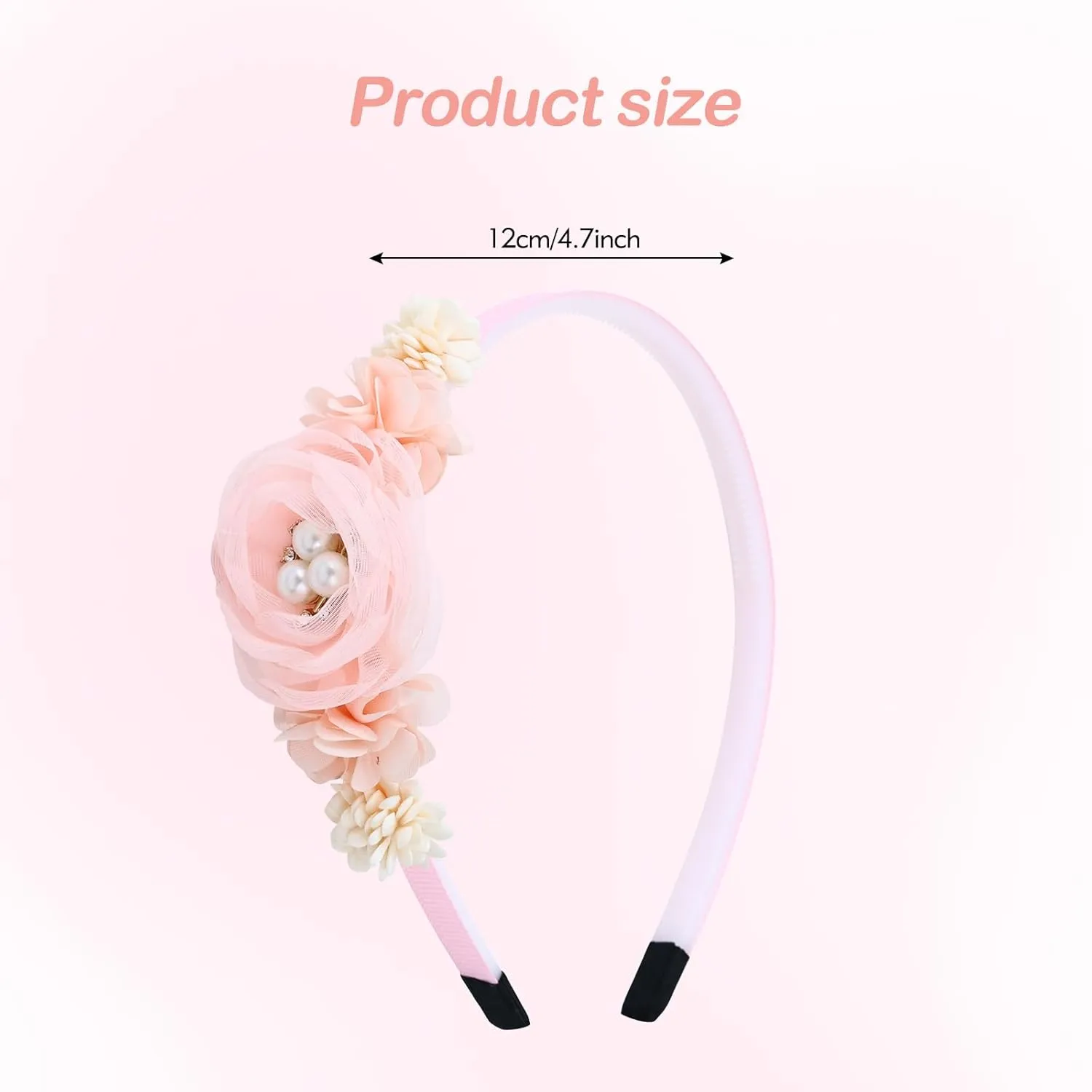 5 Pieces Beige Pink Plastic Flower Headbands Floral Hair Bands Hoops Accessories for Baby Girls Toddlers Kids Teens