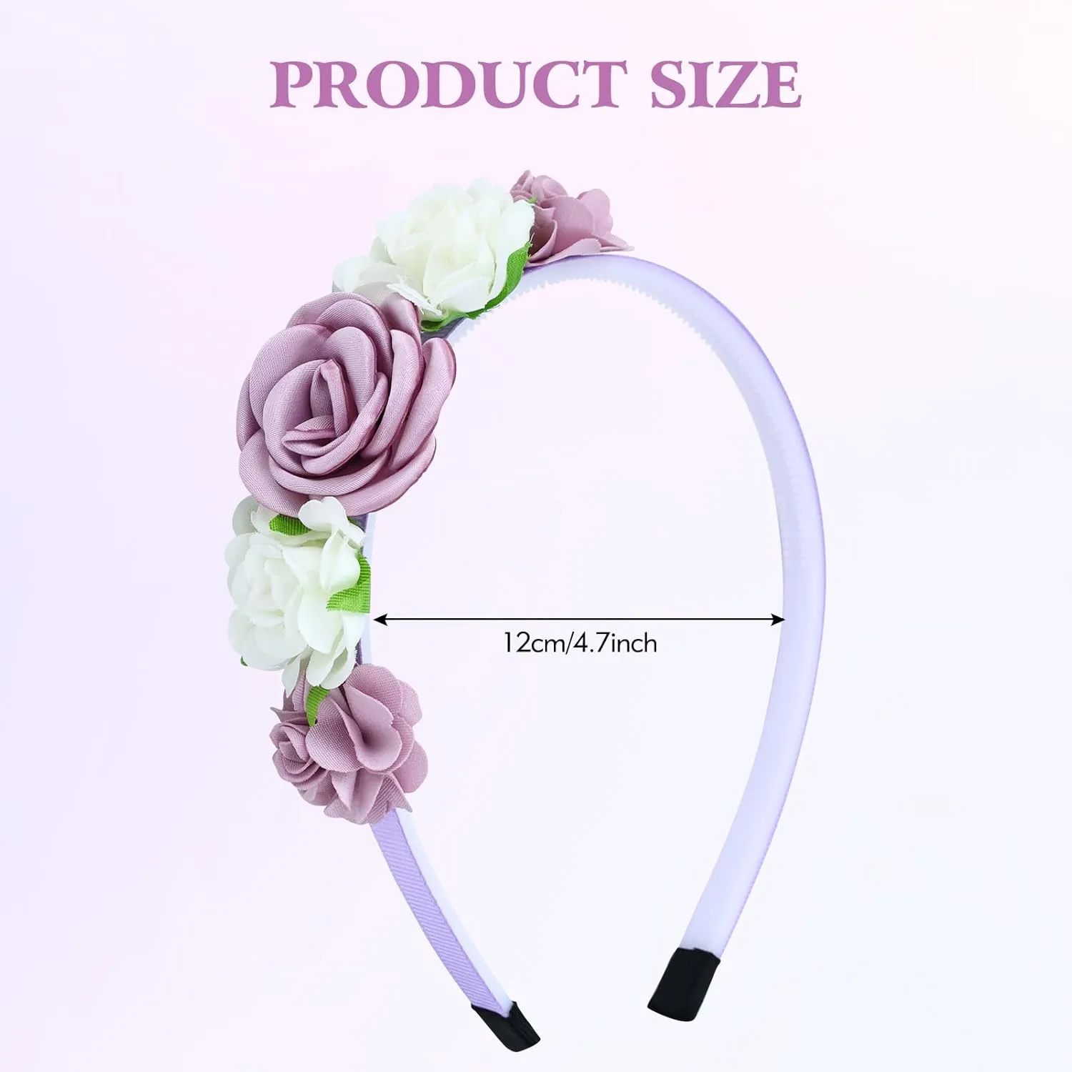 5 Pieces Ivory Purple Plastic Flower Headbands Floral Hair Bands Hoops Accessories for Baby Girls Toddlers Kids Teens