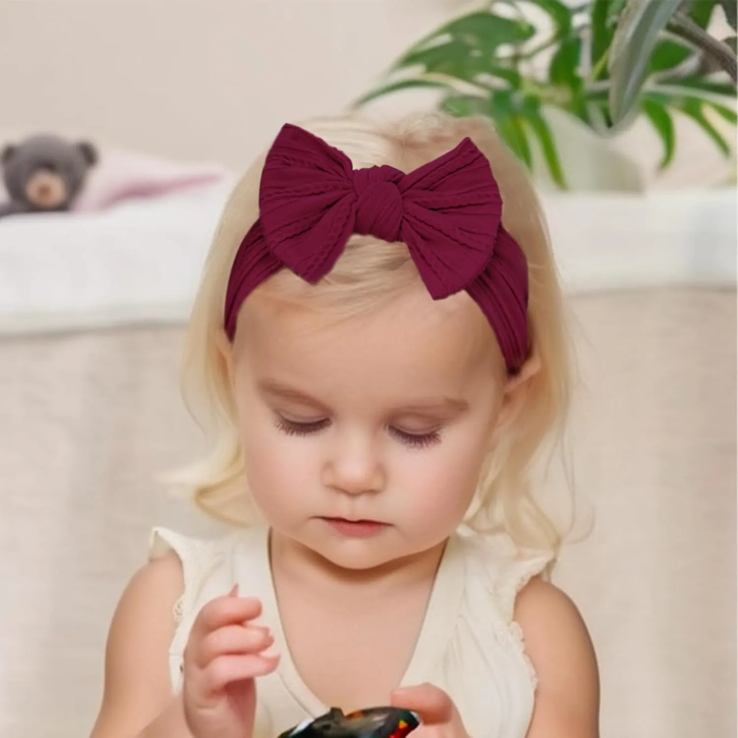 6PCS Baby Headbands, Girls Headbands with Bows, Soft Stretchy Nylon Hair Bands Hair Accessories for Newborn Infant Toddler