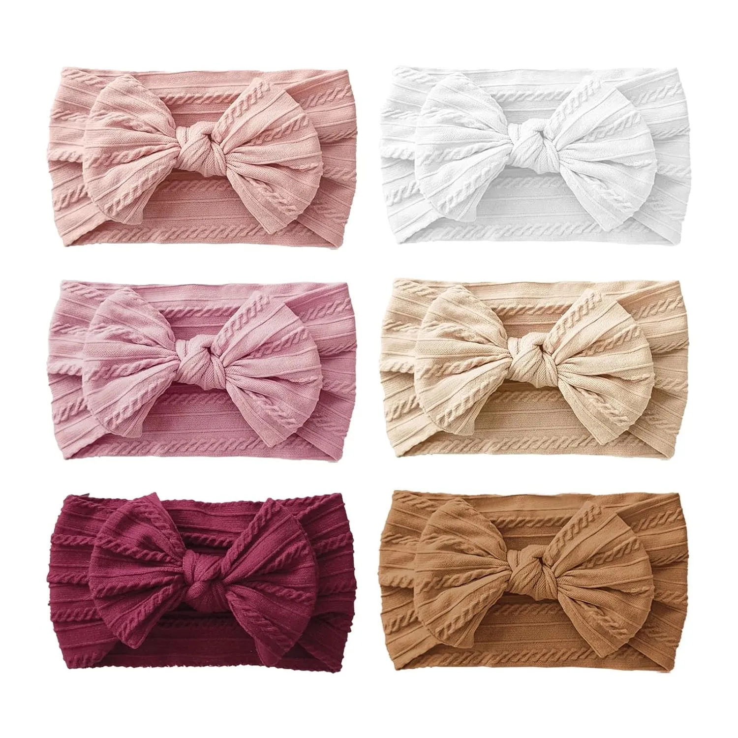 6PCS Baby Headbands, Girls Headbands with Bows, Soft Stretchy Nylon Hair Bands Hair Accessories for Newborn Infant Toddler