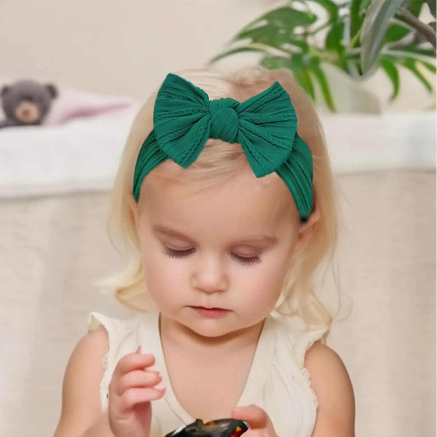 6PCS Baby Headbands, Girls Headbands with Bows, Soft Stretchy Nylon Hair Bands Hair Accessories for Newborn Infant Toddler