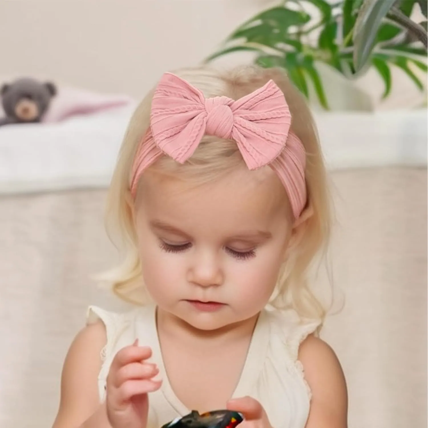 6PCS Baby Headbands, Girls Headbands with Bows, Soft Stretchy Nylon Hair Bands Hair Accessories for Newborn Infant Toddler