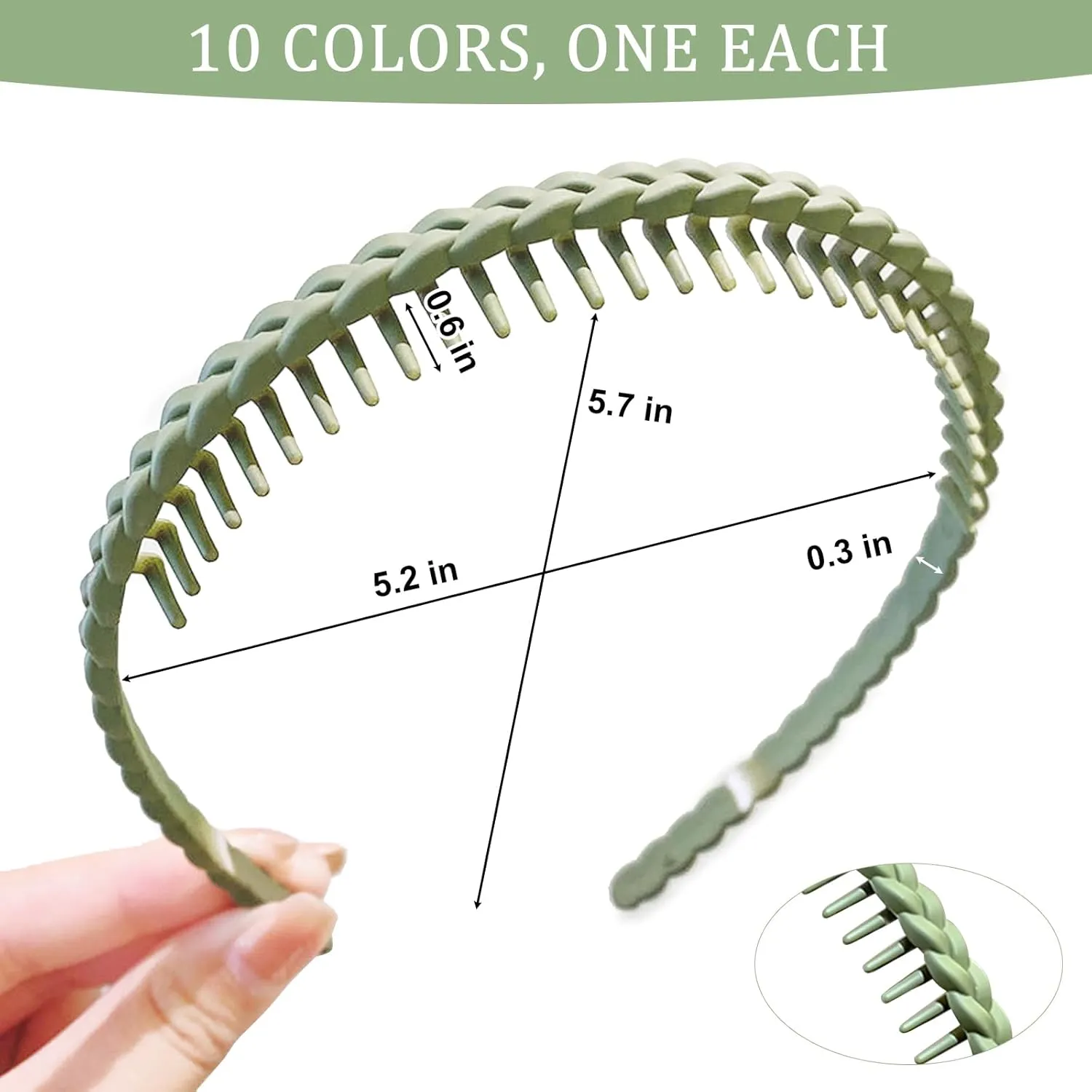 7mm Thin Headbands For Women,10 PCS Colorful Fashion Effortless Plastic Headbands with Teeth No Slip Comb for Women Men Teen Girls