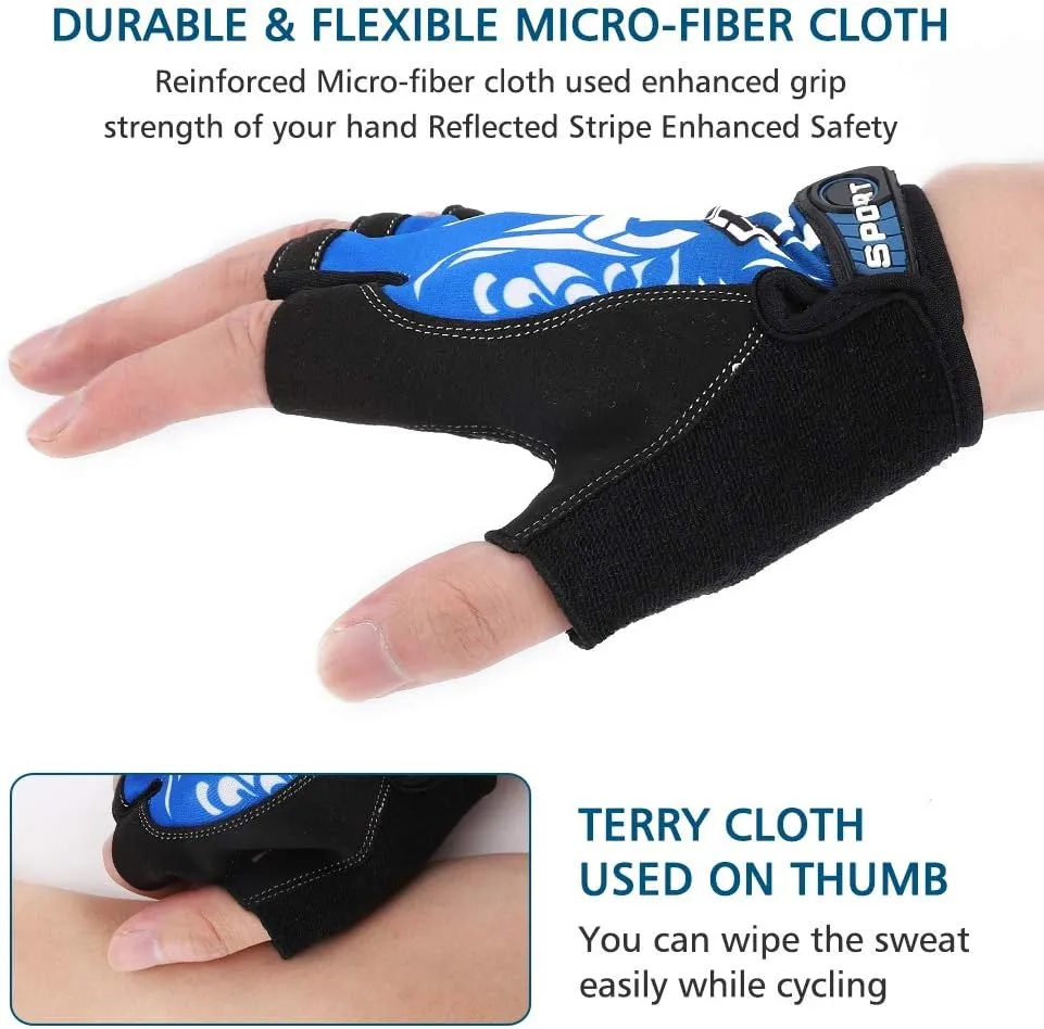 Accmor Cycling Gloves for Women Men, Half Finger Bike Gloves, Road Bicycle Gloves, Shock-Absorbing Anti-Slip Breathable Motorcycle Mountain Bike Gloves for Men Women Adults
