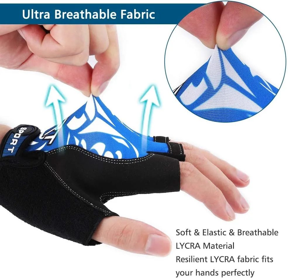 Accmor Cycling Gloves for Women Men, Half Finger Bike Gloves, Road Bicycle Gloves, Shock-Absorbing Anti-Slip Breathable Motorcycle Mountain Bike Gloves for Men Women Adults