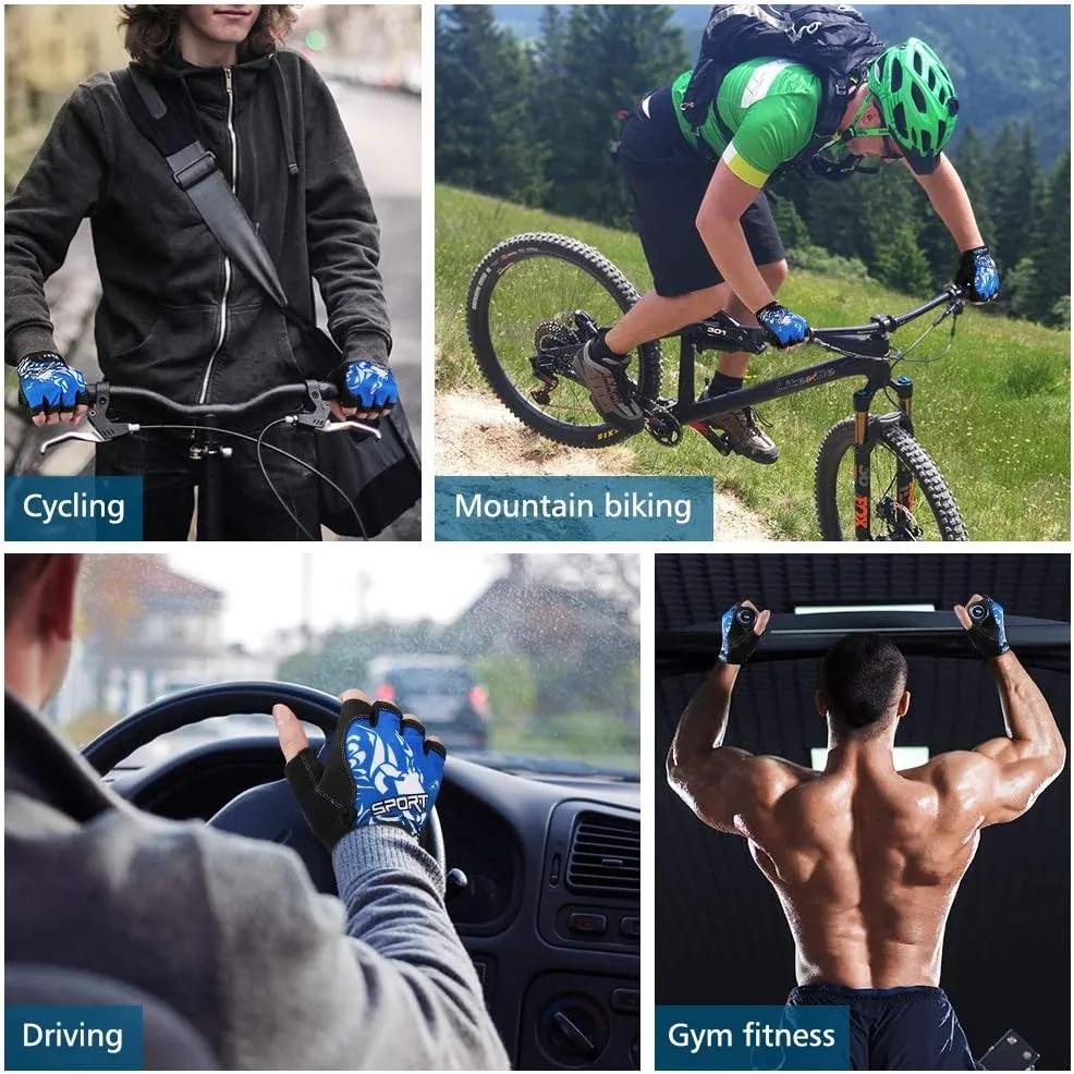 Accmor Cycling Gloves for Women Men, Half Finger Bike Gloves, Road Bicycle Gloves, Shock-Absorbing Anti-Slip Breathable Motorcycle Mountain Bike Gloves for Men Women Adults
