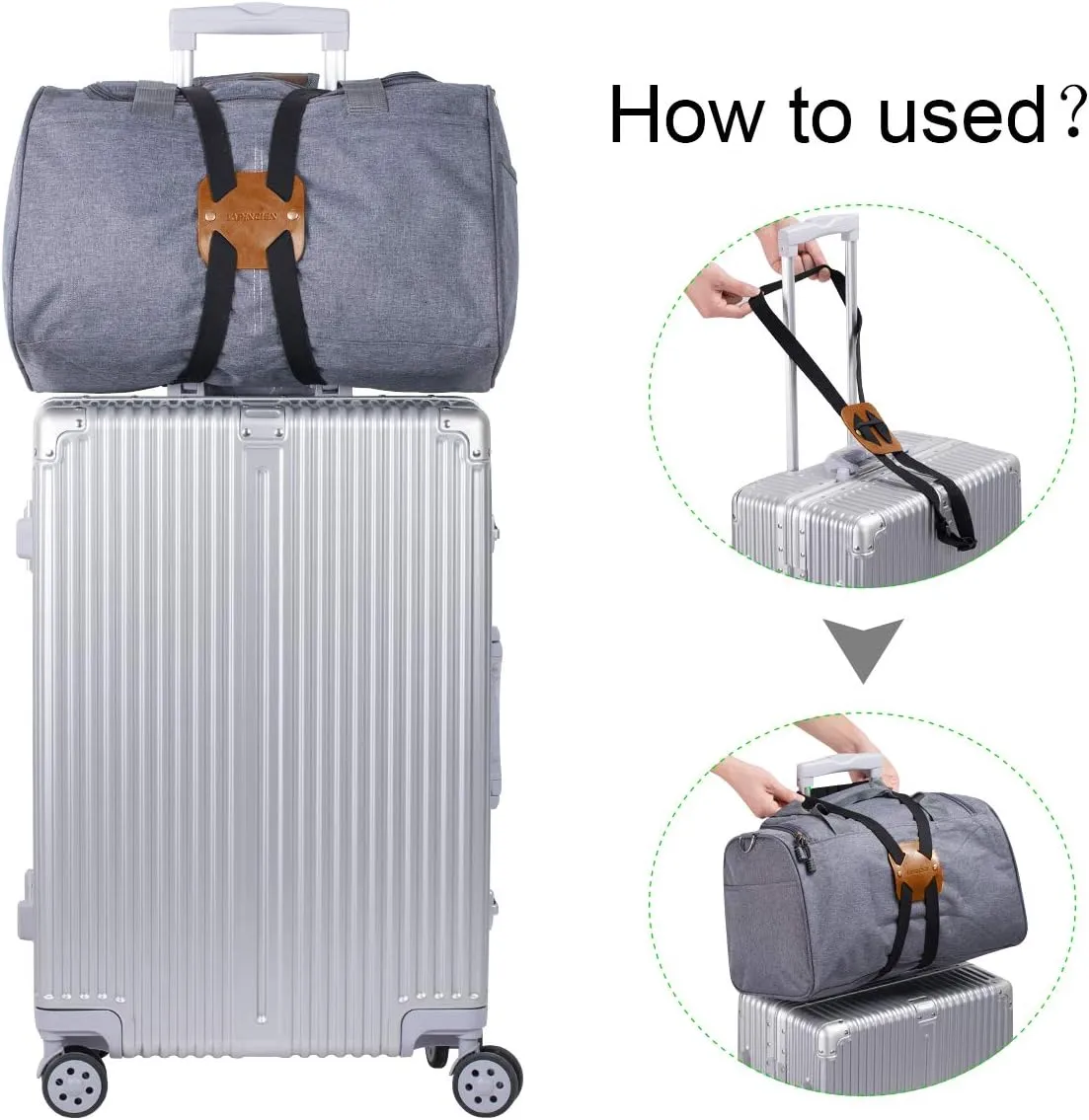Adjustable Luggage Straps for Suitcases Add a Bag High Elastic Travel Bag Bungees Connecting Carry On Bag TSA Approved (2 Pack Black)
