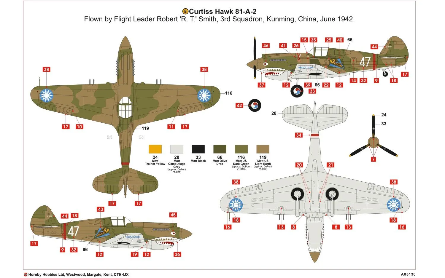 Airfix 1/48 US Curtiss P-40B Warhawk A05130