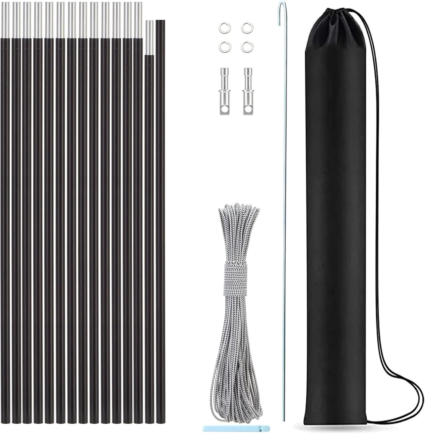 Aluminum Tent Poles Replacement,Pre-Assembled Tent Poles,Fits Both Female and Male Ends,7001 T6 Lightweight Tent Rod Repair Kit for Camping Hiking Backpacking Tent (20ft 0.4in)