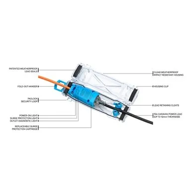 Ampfibian 15A Weatherproof Caravan Surge Protector with Outlet Tester
