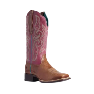 Ariat Women's Primera Dark Tan & Pomegranate StretchFit Boots