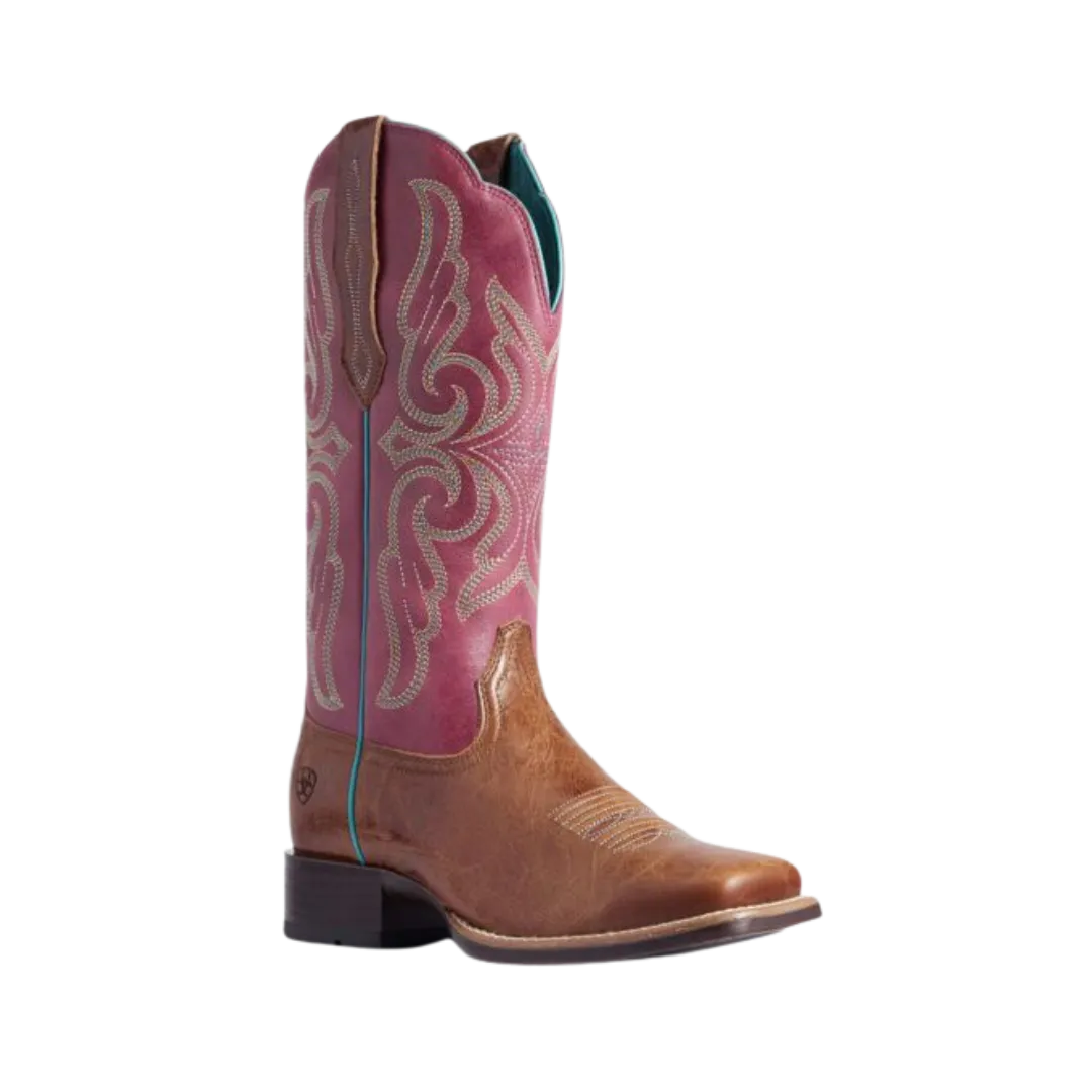 Ariat Women's Primera Dark Tan & Pomegranate StretchFit Boots