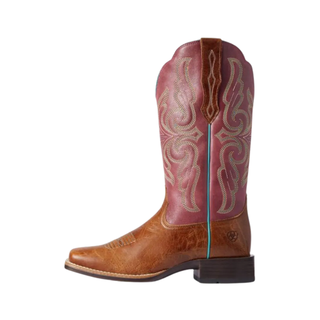 Ariat Women's Primera Dark Tan & Pomegranate StretchFit Boots