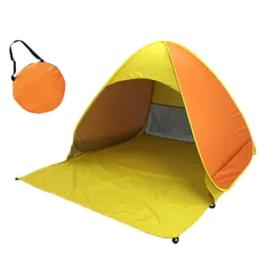 Automatic Instant Pop Up Tent Potable Beach Tent，Size: 150x165x110cm(Orange with Yellow)