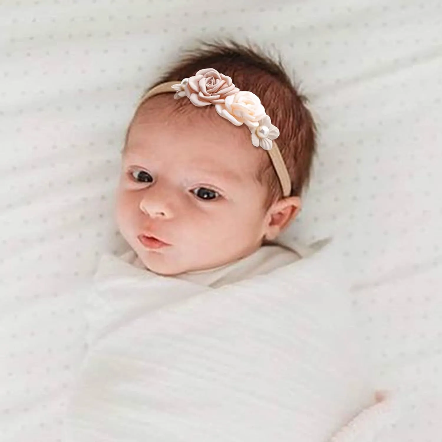 Baby Girl Headbands Nylon Flower Elastic Hairbands 3pcs Hair Accessories Gift for Newborn Infant Toddlers (17A#)