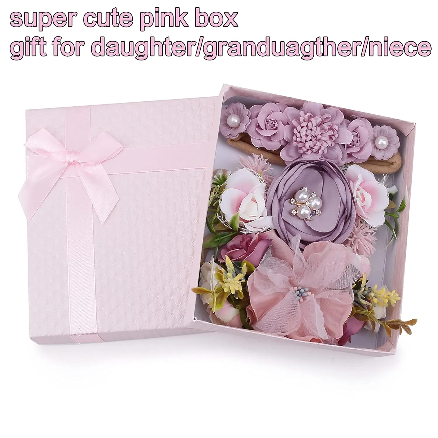 Baby Girl Headbands Nylon Flower Elastic Hairbands 3pcs Hair Accessories Gift for Newborn Infant Toddlers (YM4)