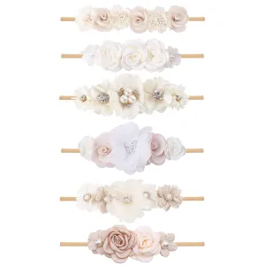 Baby Girl Headbands Nylon Flower Elastic Hairbands 6pcs Hair Accessories Gift for Newborn Infant Toddlers