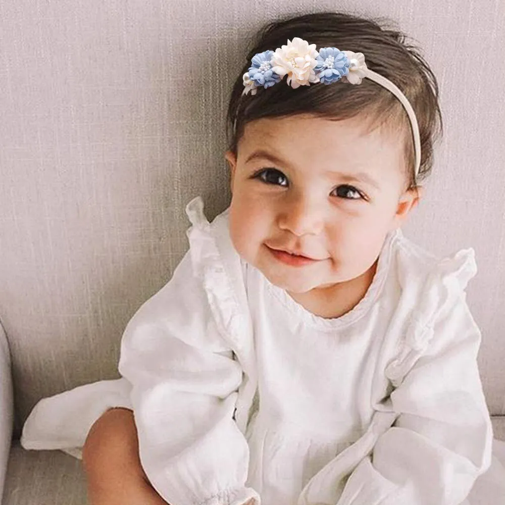 Baby Girl Headbands Nylon Flower Elastic Hairbands 6pcs Hair Accessories Gift for Newborn Infant Toddlers