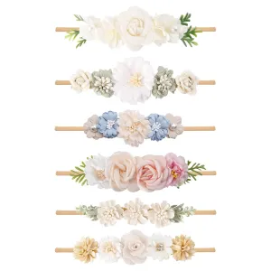 Baby Girl Headbands Nylon Flower Elastic Hairbands 6pcs Hair Accessories Gift for Newborn Infant Toddlers