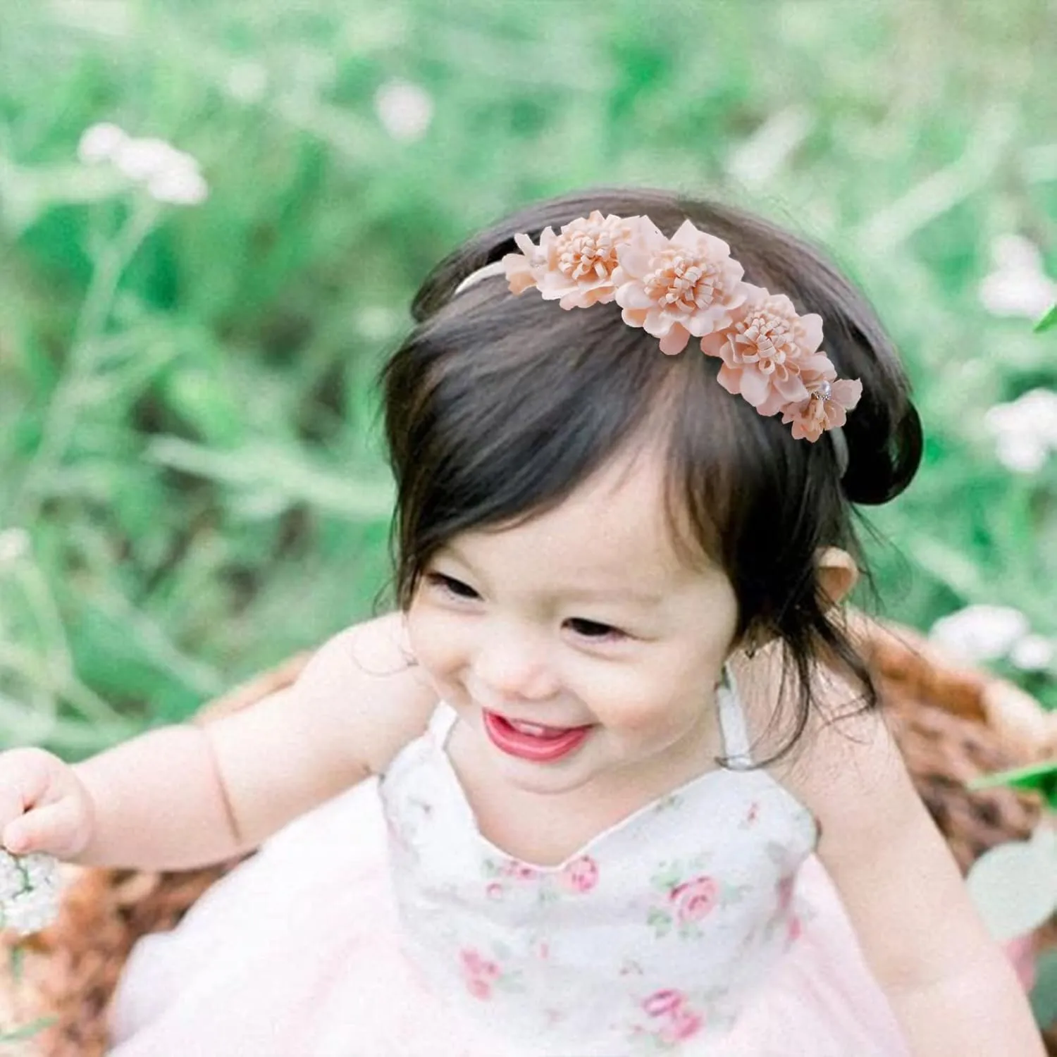 Baby Girl Headbands Nylon Flower Elastic Hairbands 6pcs Hair Accessories Gift for Newborn Infant Toddlers