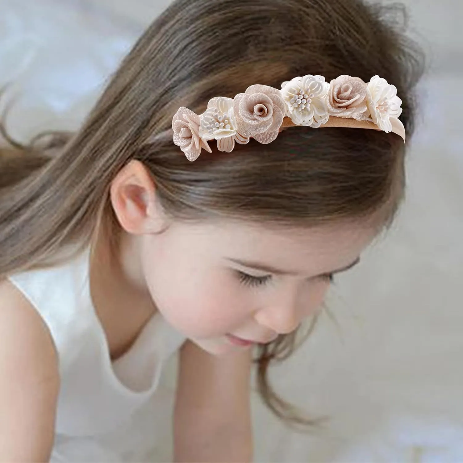 Baby Girl Headbands Nylon Flower Elastic Hairbands 6pcs Hair Accessories Gift for Newborn Infant Toddlers