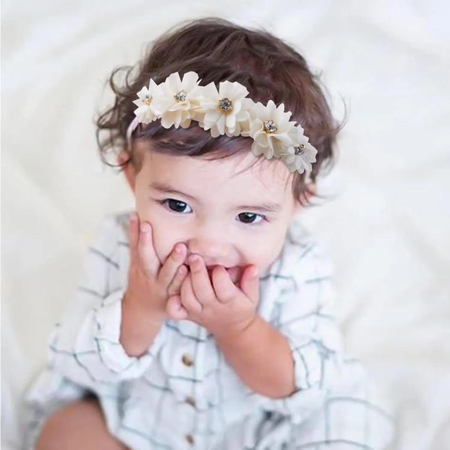Baby Girl Headbands Nylon Flower Elastic Hairbands 6pcs Hair Accessories Gift for Newborn Infant Toddlers