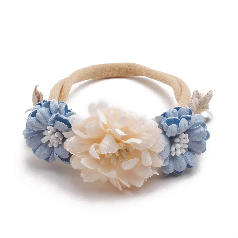 Baby Girl Headbands Nylon Flower Elastic Hairbands 6pcs Hair Accessories Gift for Newborn Infant Toddlers