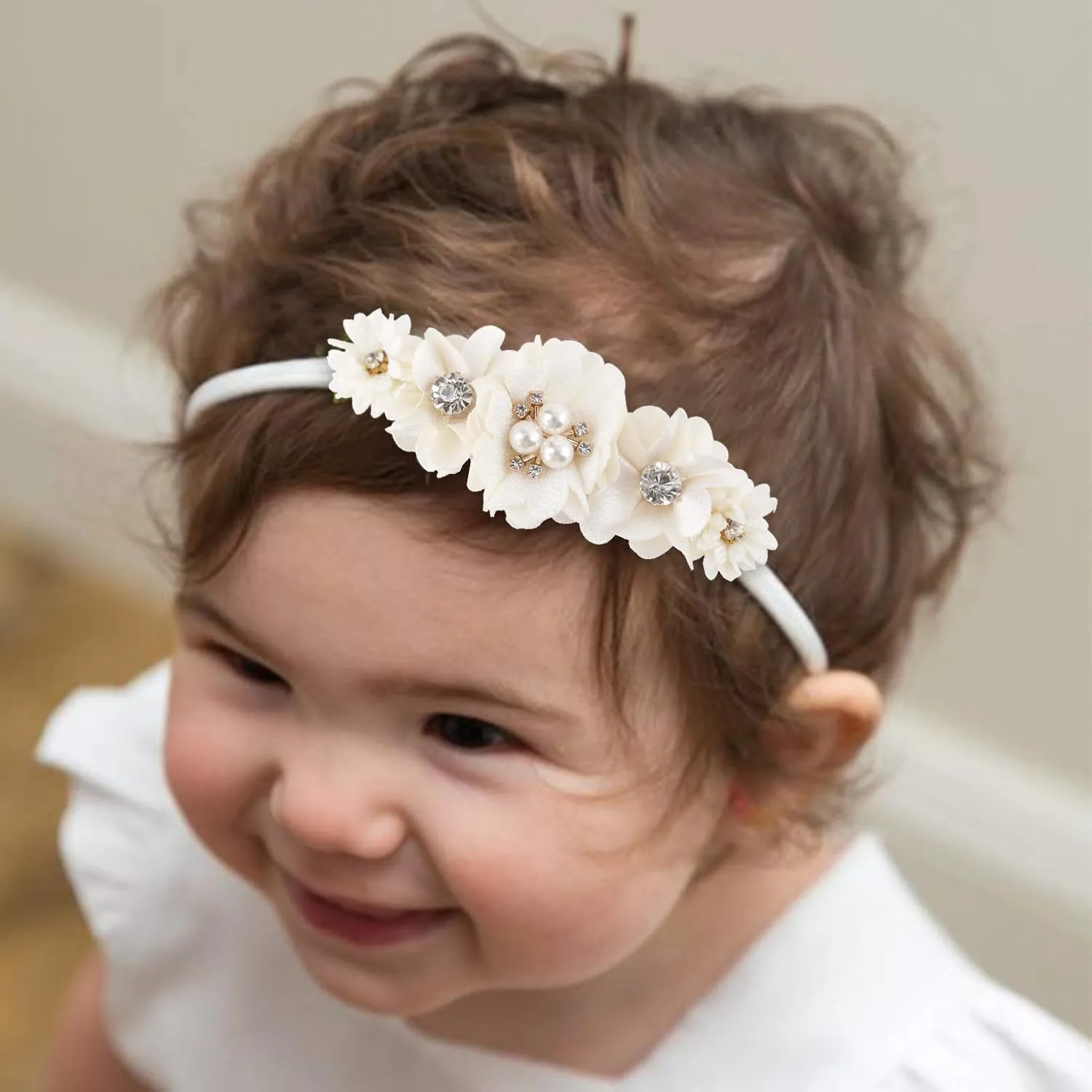 Baby Girl Headbands Nylon Flower Elastic Hairbands 6pcs Hair Accessories Gift for Newborn Infant Toddlers