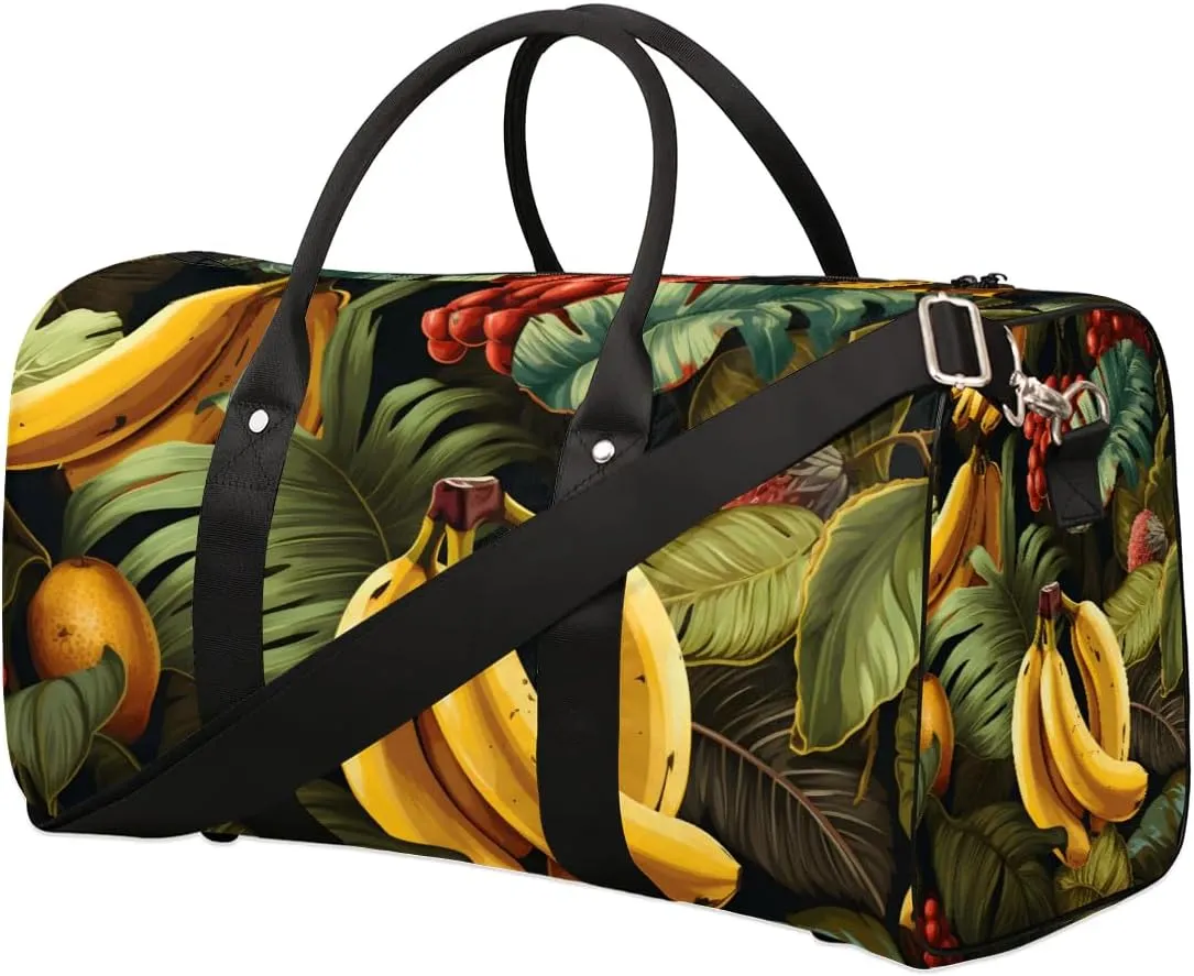 Bananas Palm Leaves Foldable Lightweight Duffle Bag for Travel - Waterproof Carry On Bags for Airplanes, Travel Duffel Bags for Gym, Weekend