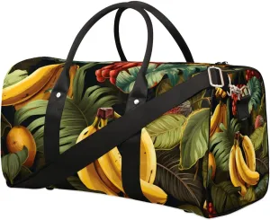 Bananas Palm Leaves Foldable Lightweight Duffle Bag for Travel - Waterproof Carry On Bags for Airplanes, Travel Duffel Bags for Gym, Weekend