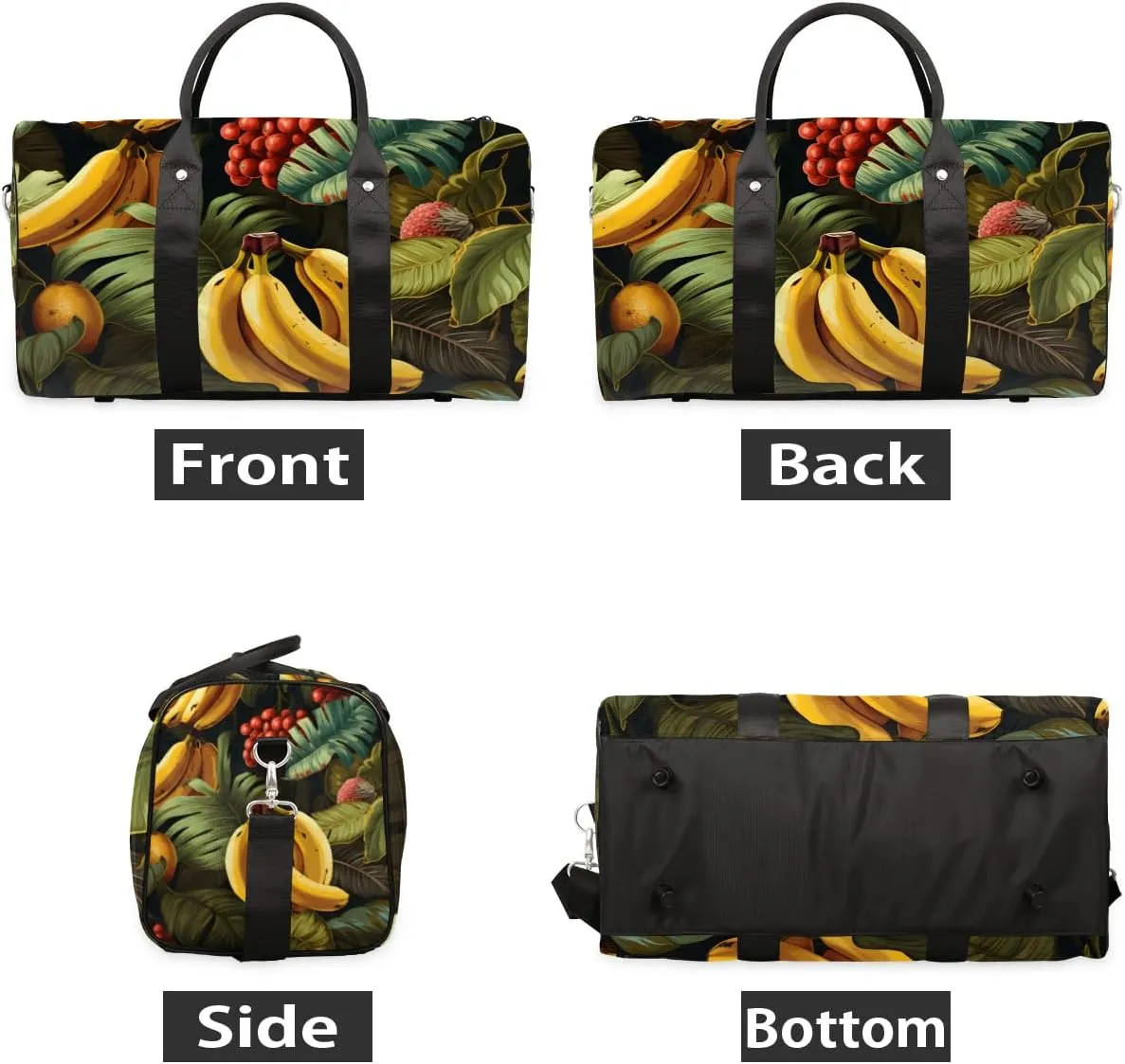 Bananas Palm Leaves Foldable Lightweight Duffle Bag for Travel - Waterproof Carry On Bags for Airplanes, Travel Duffel Bags for Gym, Weekend