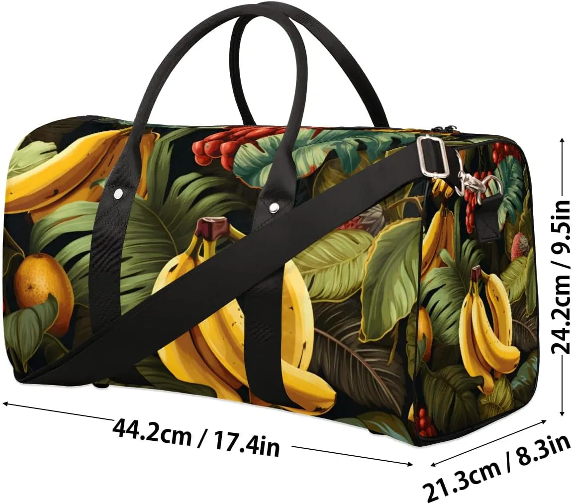 Bananas Palm Leaves Foldable Lightweight Duffle Bag for Travel - Waterproof Carry On Bags for Airplanes, Travel Duffel Bags for Gym, Weekend