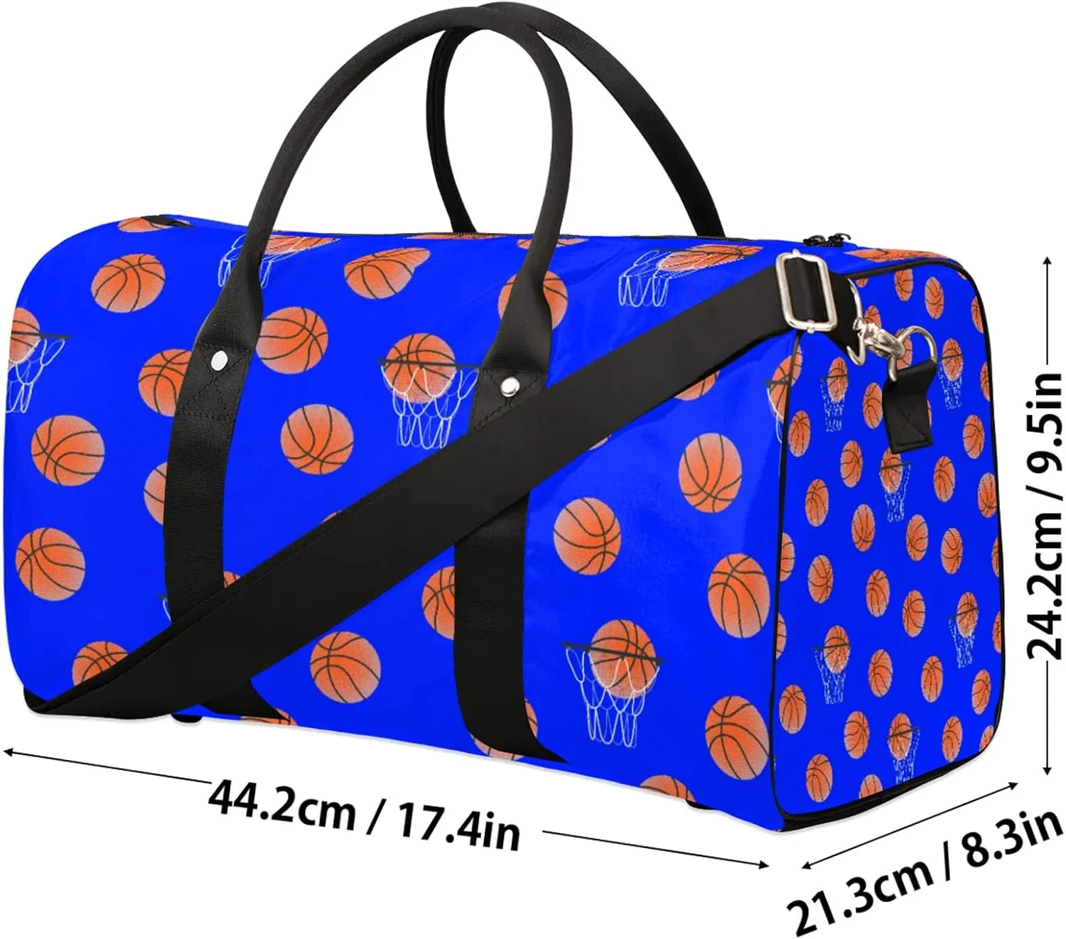 Basketball Travel Duffle Bag, Weekender Bags for Women Men Blue Carry on Overnight Bag Waterproof Gym Bags, Hospital Bag for Labor and Delivery