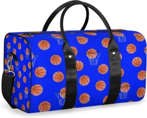 Basketball Travel Duffle Bag, Weekender Bags for Women Men Blue Carry on Overnight Bag Waterproof Gym Bags, Hospital Bag for Labor and Delivery