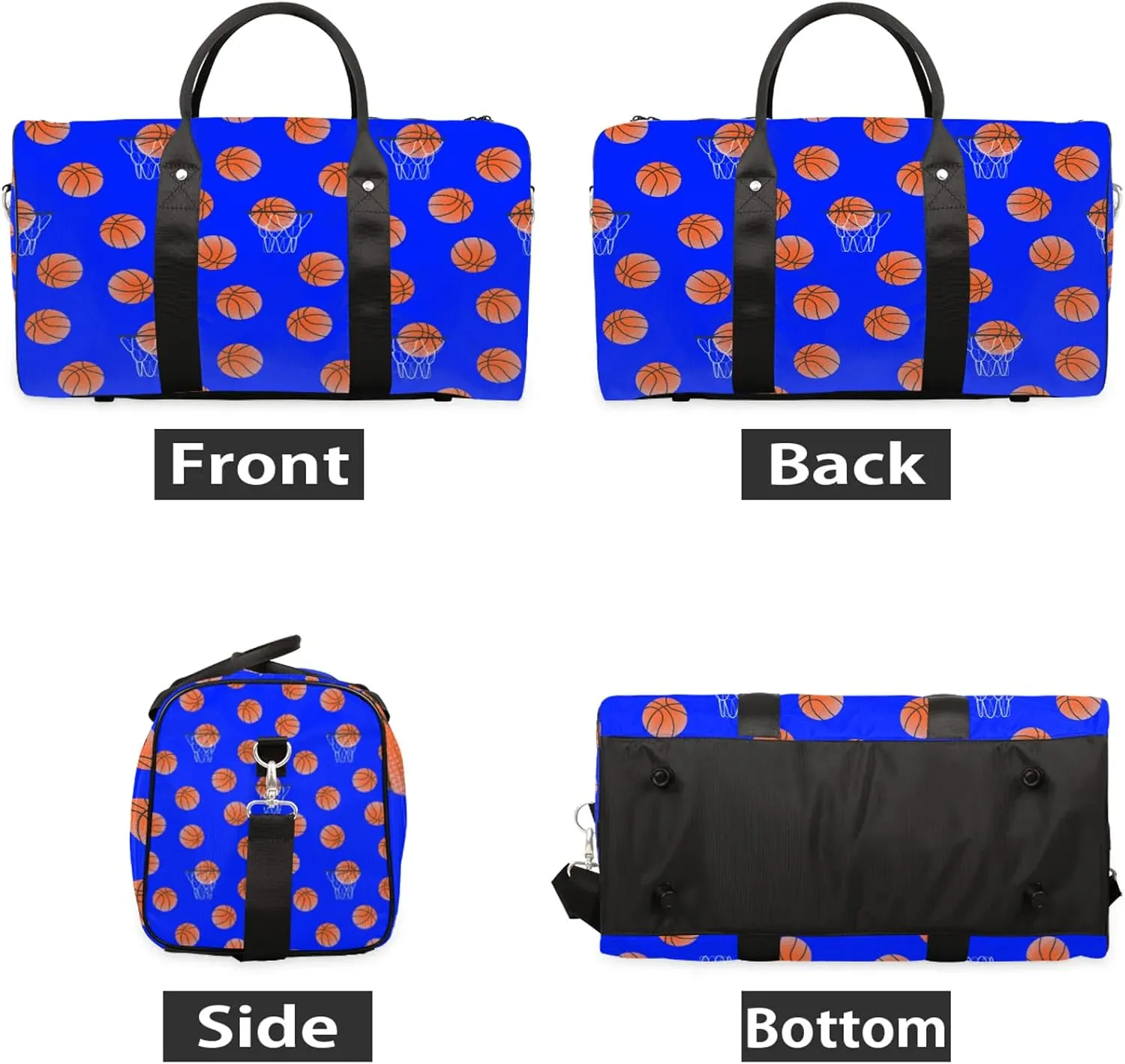 Basketball Travel Duffle Bag, Weekender Bags for Women Men Blue Carry on Overnight Bag Waterproof Gym Bags, Hospital Bag for Labor and Delivery