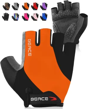 BEACE Gloves for Cycling Bike Biking Half Finger Road Bicycle for Men and Women-5MM Breathable Anti-Slip Shock-Absorbing Pad Gym Motorcycle Light Weight Mountain Bike Gloves